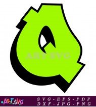 Green Graffiti Letter Q with Black Outline SVG