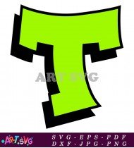 Green Graffiti Letter T with Black Outline SVG