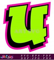 Green Graffiti Letter U with Pink Outline SVG