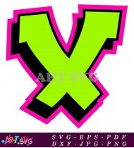 Bright Green Graffiti X Letter Vector SVG