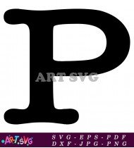 Bold Black Letter P Typography Design SVG