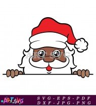 Smiling Christmas Santa Black Character SVG