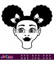 Cute Black Girl With Bow Clipart SVG