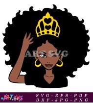 African American Woman with a Gold Crown SVG