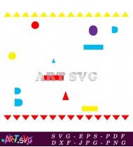 Blue Red Yellow Shapes Geometric Design SVG