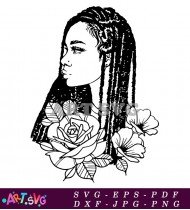 Black and White Woman in Floral Dress SVG