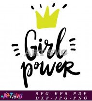 Girl Power Text with Crown Design SVG