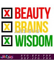 Beauty Brains Wisdom Cross Design Vector SVG