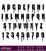 Dripping Alphabet With Numbers SVG