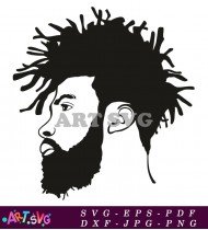 Black Man With Dreadlocks And Beard Silhouette SVG