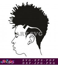 Black Man Profile Silhouette With Afro Hair SVG