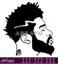 Black Man Side Profile Silhouette With Beard SVG