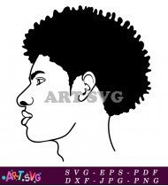 Simple Black Man Silhouette Profile Outline Art SVG