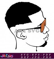 Stylish Black Man Silhouette Wearing Sunglasses SVG