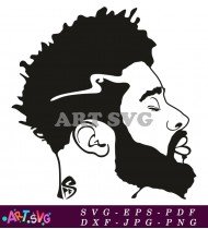 Black Man Profile Silhouette With Beard SVG 2