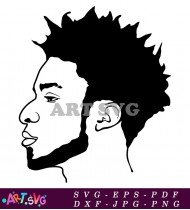 Black Man Profile with Short Afro Hairstyle SVG 1