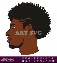 Black Man Profile with Short Afro Hairstyle SVG 6