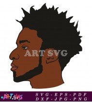 Black Man Profile with Short Afro Hairstyle SVG 7