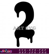 Number Two Black Dripping Paint Style SVG