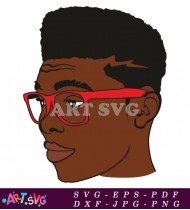 Black Man Profile with Short Afro Hairstyle SVG 11