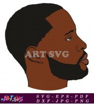 Black Man Profile with Short Afro Hairstyle SVG 13