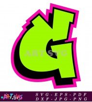 Letter G Green Graffiti Black Outline Design SVG