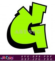 Graffiti Green Letter G Black Outline Design SVG