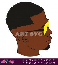 Male Black Man Wearing Glasses Profile View SVG