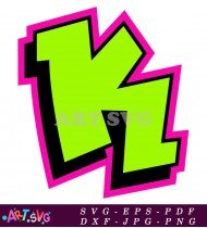 Green Letter K In Black And Pink Outline SVG 2