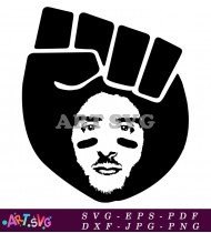 Man With Afro Black And White Portrait SVG 1