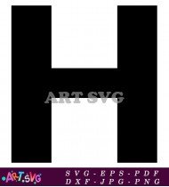 Black Capital H Letter Printable Template SVG