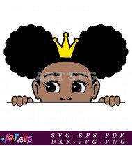 Black Princess Crown Queen Cartoon Girl Design SVG