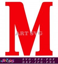 Red Letter M Bold Style Typography Design SVG