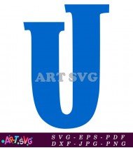 Blue Letter U Bold Style Typography Design SVG