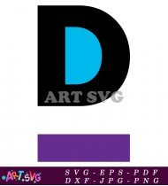 Blue Letter D Bold Style Typography Design SVG