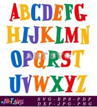 Alphabet Letters Rainbow Colored Font Design SVG 1