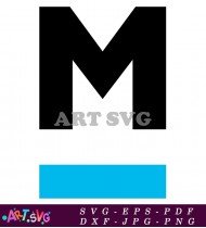 Black Letter M Bold Minimalist Typographic Design SVG