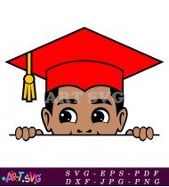 Cute Black Boy Wearing Graduation Cap SVG