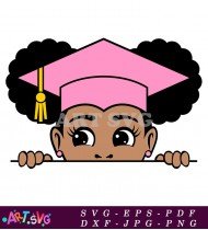 Cute Black Girl Wearing Graduation Cap SVG