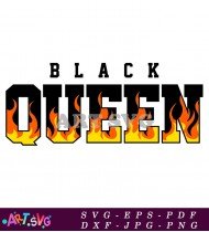 Black Queen Fire Flames Typography Word SVG 1