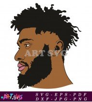 Black Man With Beard And Afro Silhouette SVG