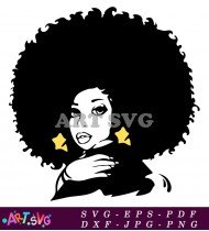 Black Woman Silhouette with Afro Hair Art Print SVG 2