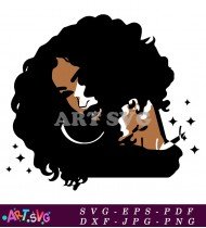 Black Woman with Curly Hair Silhouette Vector SVG