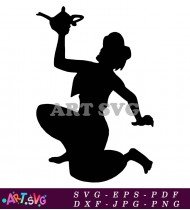 Princess Jasmine Silhouette Holding Magical Lamp SVG