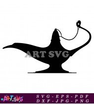 Silhouette Of Magic Lamp Cartoon Style SVG