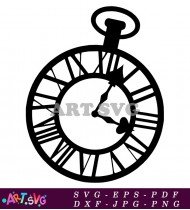 Vintage Alice In Wonderland Clock Silhouette Design SVG