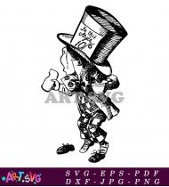 Alice In Wonderland Mad Hatter Silhouette Design SVG