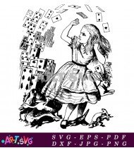 Alice In Wonderland Playing Card Silhouette Design SVG