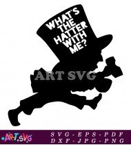 Mad Hatter Silhouette With Tea Party Hat Cartoon SVG