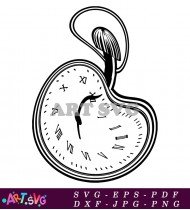 Alice In Wonderland Pocket Watch Black And White SVG